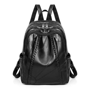 100% Genuine leather women School backpack for student genuine leather water proof  bag pack women bag weaving pattern hot sale