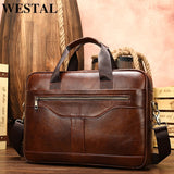 WESTAL Men's Briefcase Men's Bag Genuine Leather Laptop Bag Leather Computer/Office Bags for Men Document Briefcases Totes Bags