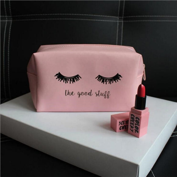 Pink Handbag kawaii Eyelashes Cosmetic Bag PU Makeup Pouch Beauty Case Vanity Make Up Bag For Women Travel Organizer Kit etui