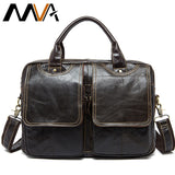 MVA men's bag/briefcase leather office/laptop bag for men's genuine leather bag business document man briefcase handbag 8002-1