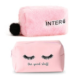 Pink Handbag kawaii Eyelashes Cosmetic Bag PU Makeup Pouch Beauty Case Vanity Make Up Bag For Women Travel Organizer Kit etui