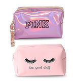 Pink Handbag kawaii Eyelashes Cosmetic Bag PU Makeup Pouch Beauty Case Vanity Make Up Bag For Women Travel Organizer Kit etui