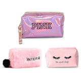 Pink Handbag kawaii Eyelashes Cosmetic Bag PU Makeup Pouch Beauty Case Vanity Make Up Bag For Women Travel Organizer Kit etui