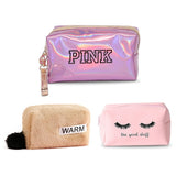 Pink Handbag kawaii Eyelashes Cosmetic Bag PU Makeup Pouch Beauty Case Vanity Make Up Bag For Women Travel Organizer Kit etui