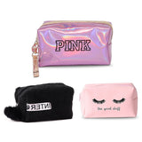 Pink Handbag kawaii Eyelashes Cosmetic Bag PU Makeup Pouch Beauty Case Vanity Make Up Bag For Women Travel Organizer Kit etui