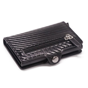 2020 RFID Business Card Holder Blocking Wallet Aluminium Box PU Leather Automatic Metal Wallet Credit Card for Travel