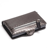 2020 RFID Business Card Holder Blocking Wallet Aluminium Box PU Leather Automatic Metal Wallet Credit Card for Travel