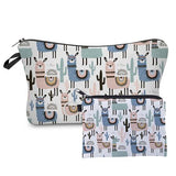 Jom Tokoy New fashion 2 PCS Printing Girl Gift Makeup bag Cute Animal Cosmetic bag Set Combination