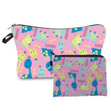 Jom Tokoy New fashion 2 PCS Printing Girl Gift Makeup bag Cute Animal Cosmetic bag Set Combination