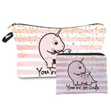 Jom Tokoy New fashion 2 PCS Printing Girl Gift Makeup bag Cute Animal Cosmetic bag Set Combination