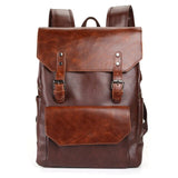 Vintage Style Men PU Leather Backpack Mens Fashion Waterproof Backpack Male College High School Bags Rucksack Travel Bag