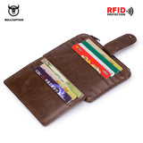 BULLCAPTAIN Genuine Leather RFID Blocking zipper card holder Credit Cart Wallet mini slim wallet card & id holders man business