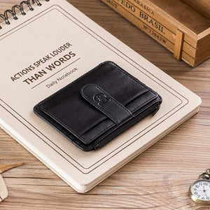 BULLCAPTAIN Genuine Leather RFID Blocking zipper card holder Credit Cart Wallet mini slim wallet card & id holders man business