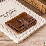 BULLCAPTAIN Genuine Leather RFID Blocking zipper card holder Credit Cart Wallet mini slim wallet card & id holders man business