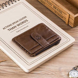 BULLCAPTAIN Genuine Leather RFID Blocking zipper card holder Credit Cart Wallet mini slim wallet card & id holders man business