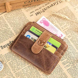 BULLCAPTAIN Genuine Leather RFID Blocking zipper card holder Credit Cart Wallet mini slim wallet card & id holders man business