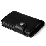 Genuine Leather Men Aluminum Wallet Back Pocket ID Card holder RFID Blocking Mini Magic Wallet Automatic Credit Card Coin Purse